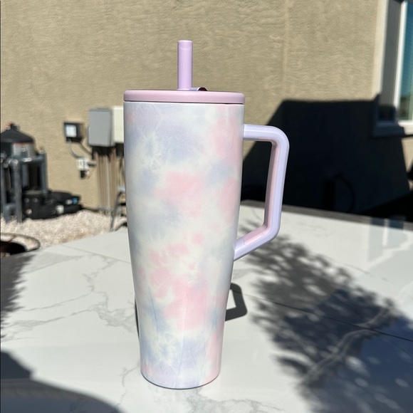 Pastel Tie-Dye Travel Mug with Handle - Purple Accents - Picture 4 of 11